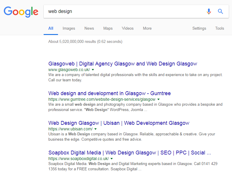 Web Design search in Glasgow