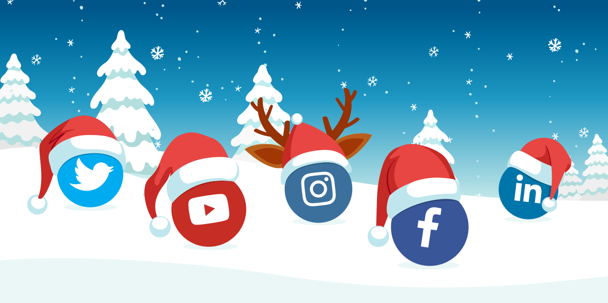 Social Media Icons in Festive hats