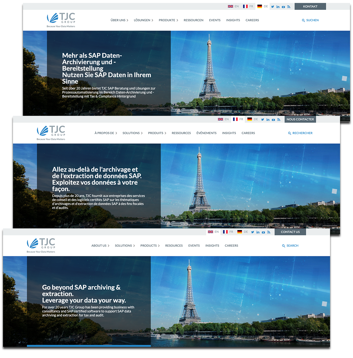 Multilingual website for TJC: Image of three languages together