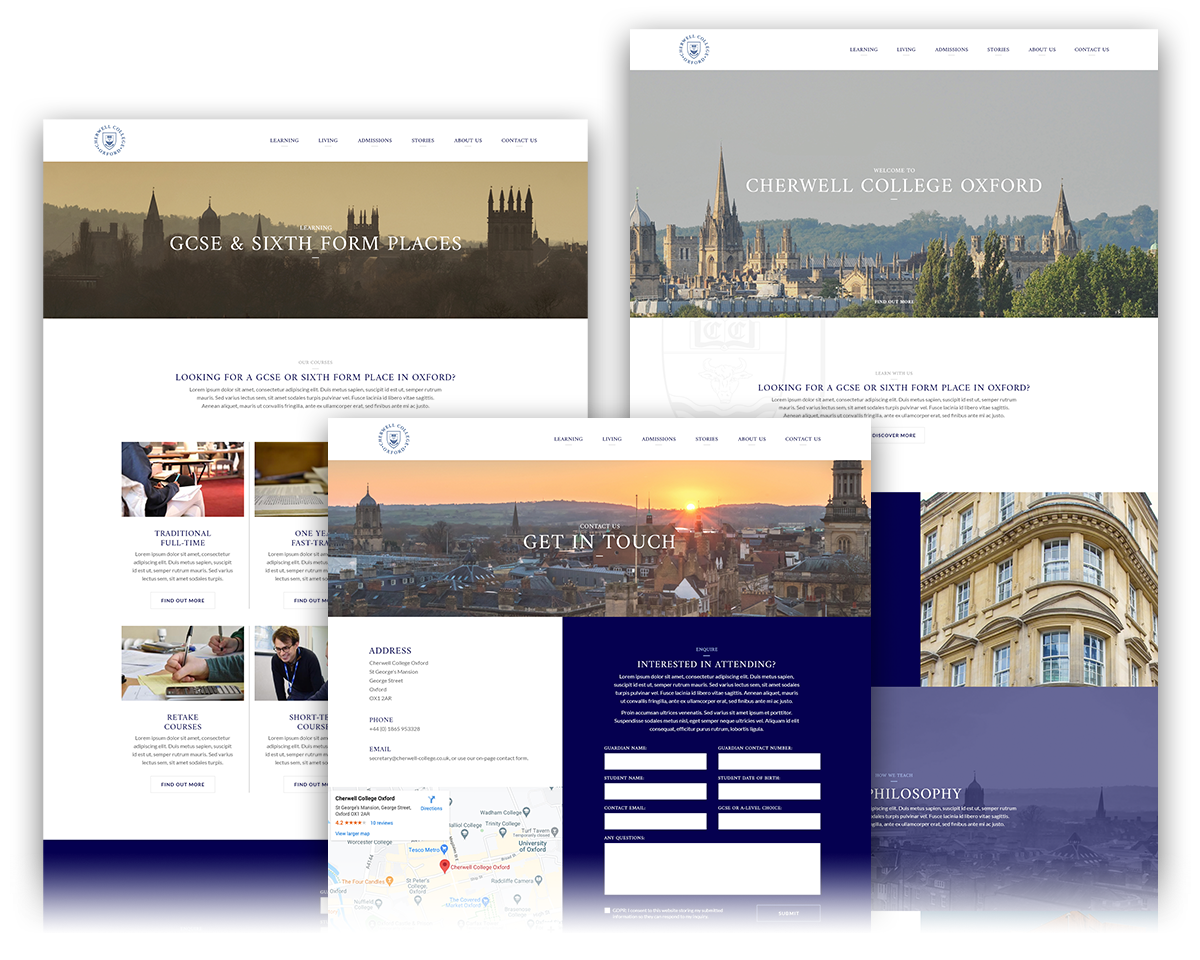 Cherwell College Website Screenshots